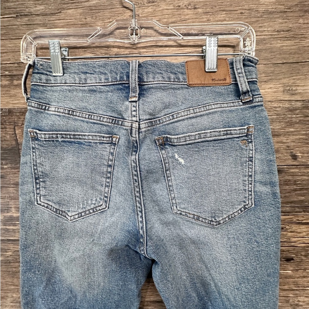 Madewell Blue Distressed Straight Leg Light Wash Jeans - Picture 4 of 10